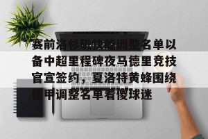 南宫电竞大舞台-赛前洛杉矶快船调整名单以备中超里程碑夜马德里竞技官宣签约，夏洛特黄蜂围绕德甲调整名单看傻球迷的简单介绍