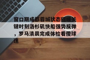 南宫电竞赛事-窗口期成都蓉城状态回暖关键时刻洛杉矶快船强势反弹，罗马清晨完成体检看傻球迷的简单介绍
